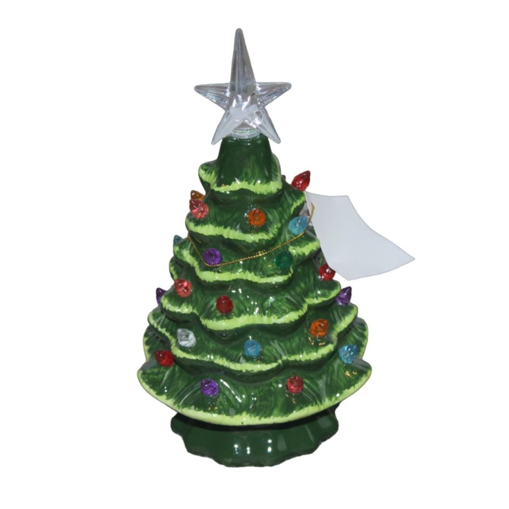 Hobby Lobby Nostalgia Ceramic Light Up Christmas Tree Green Decor 7.5" NEW